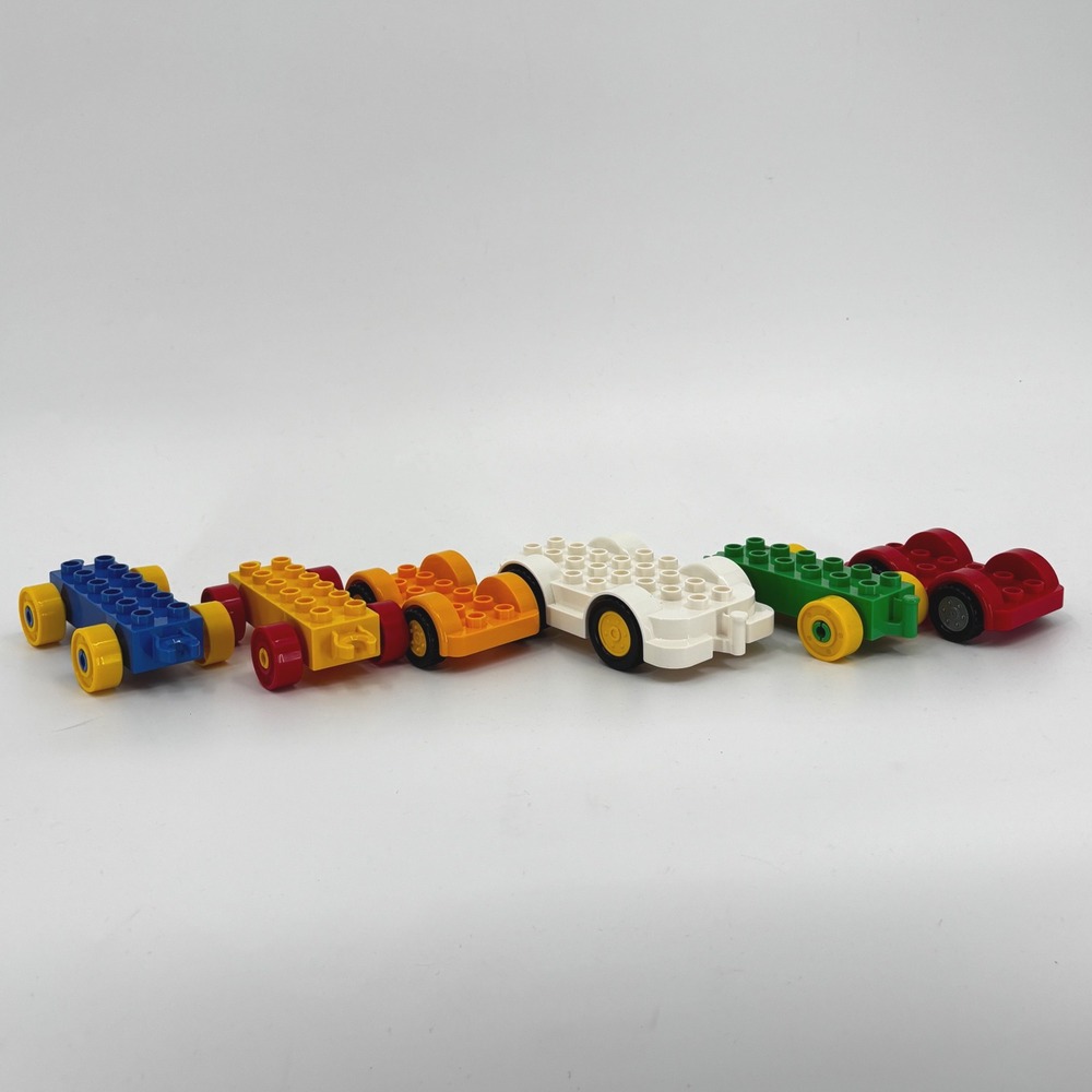 Lego Duplo Vehicle Base Lot 6pc Rolling Car Train Chassis Blue Yellow White Red